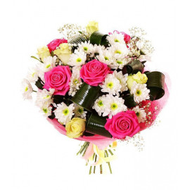 A083 MIXED BOUQUET WITH ROSES AND CHRYSANTHEMUMS