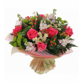 A062 MIXED BOUQUET WITH ROSES AND CHRYSANTHEMUMS