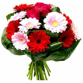 A073 MIXED BOUQUET WITH GERBERAS AND ROSES