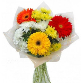 A071 MIXED BOUQUET WITH CHRYSANTHEMUMS AND GERBERAS