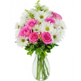A027 MIXED BOUQUET OF ROSES AND CHRYSANTHEMUMS