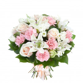 A022 MIXED BOUQUET WITH CARNATIONS, ROSES AND LILIES
