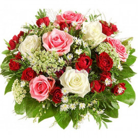 A025 MIXED BOUQUET WITH ROSES AND CHRYSANTHEMUMS