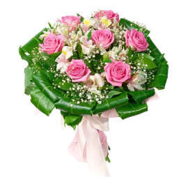A099 MIXED BOUQUET OF ROSES AND ALSTROMERIA