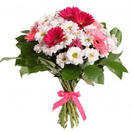 A072 MIXED BOUQUET WITH GERBERAS AND CHRYSANTHEMUMS