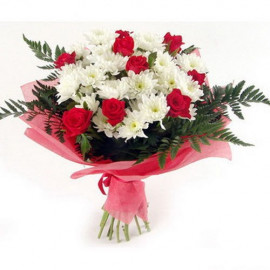 A103 MIXED BOUQUET OF ROSES AND CHRYSANTHEMUMS