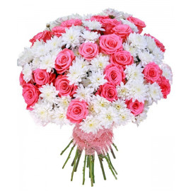 A105 MIXED BOUQUET OF ROSES AND CHRYSANTHEMUMS