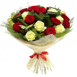 A115 BOUQUET OF RED AND WHITE ROSES